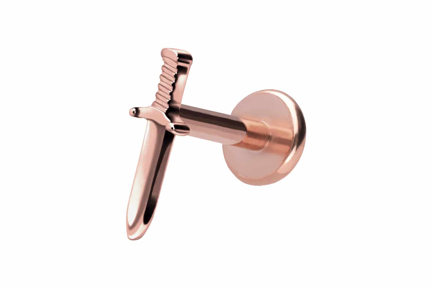 Titan Labret Piercing mit Push Fit SCHWERT